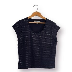 Jamie Sadock Top Round Neck Cap Sleeve Black Shimmer Sz. M